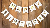 PartyCorp White & Gold Happy Birthday Printed Wall Banner Decoration for All Ages, Birthday Party Supplies